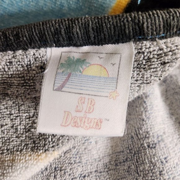 Manatees Zoo Souvenir Vintage Beach Towel Blue Yellow Fish 100% Cotton - Picture 5 of 8